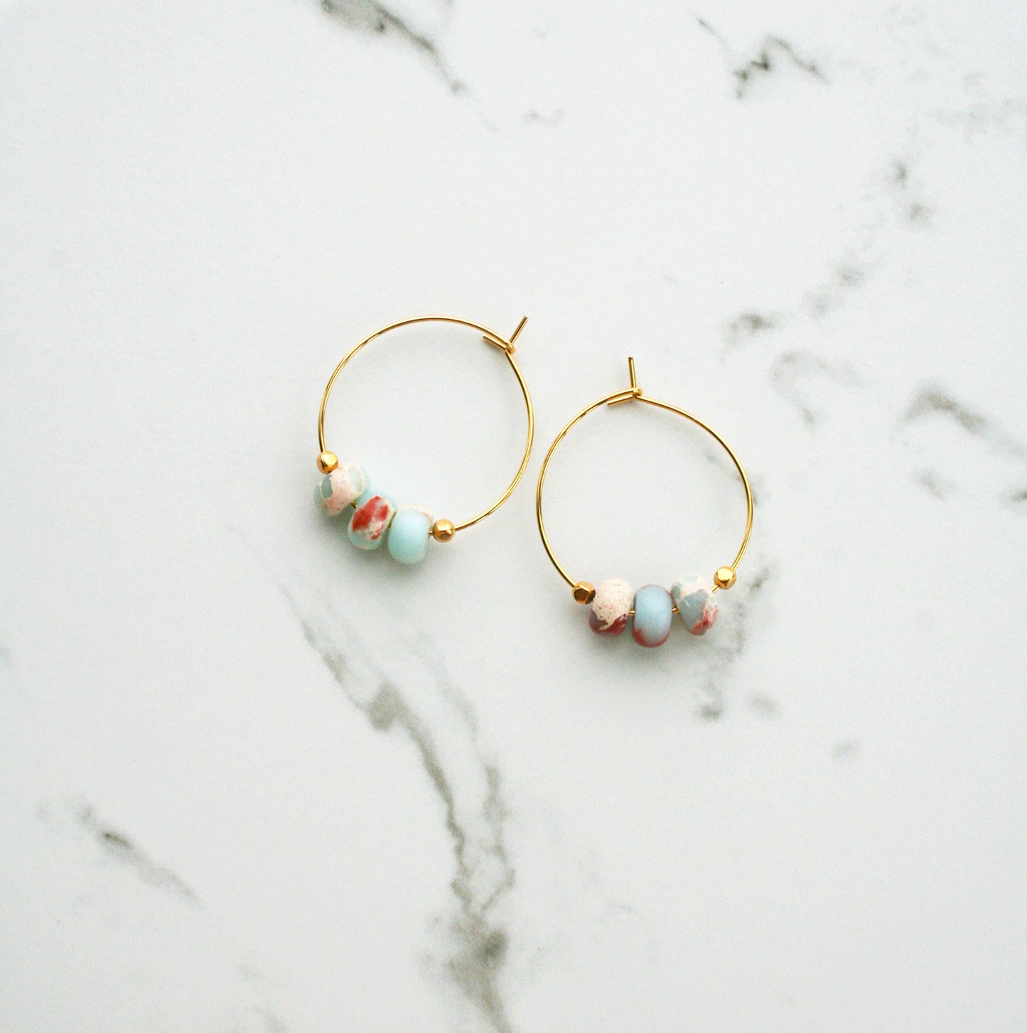 Aqua Terra Jasper Hoops | Beaded Hoops