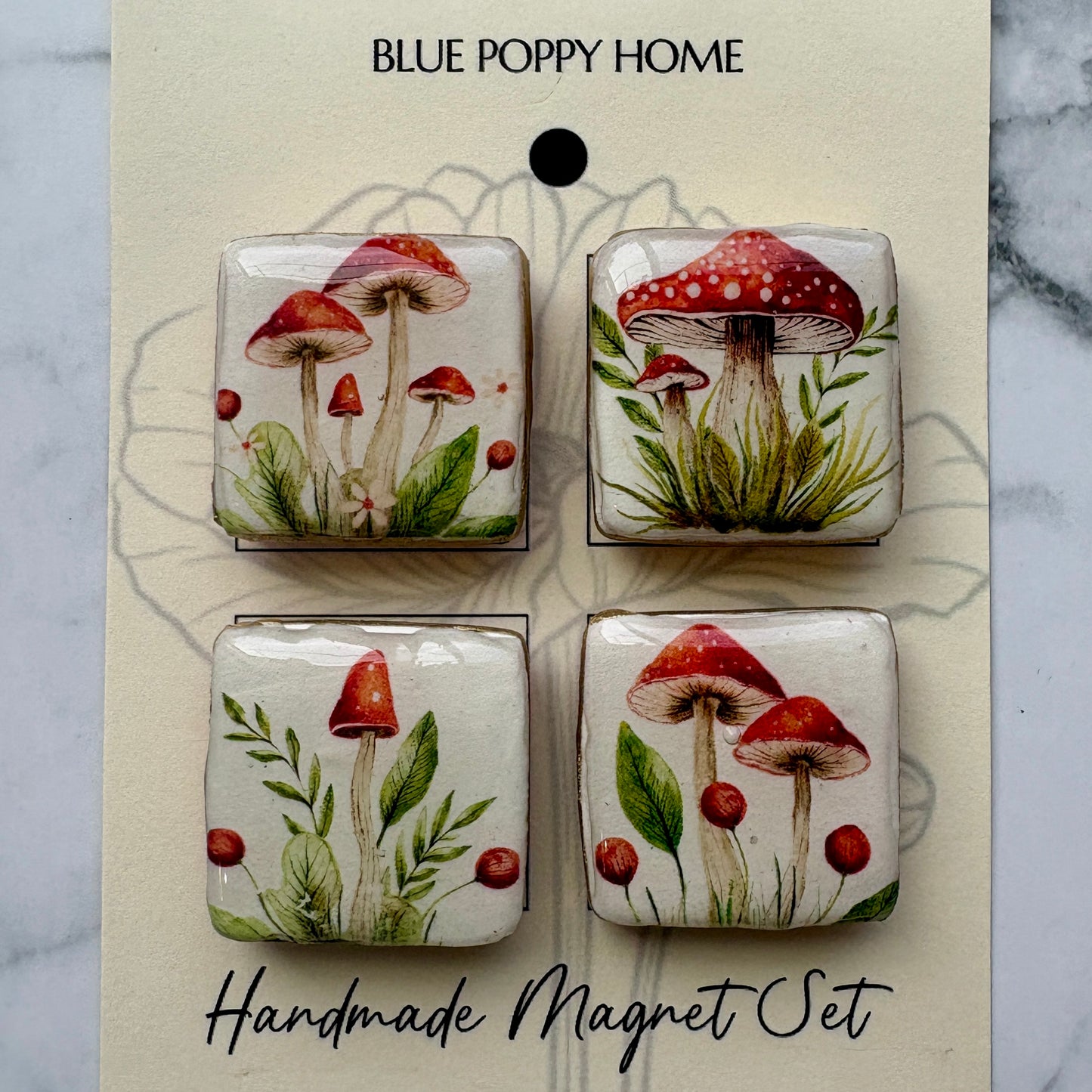 Handmade Magnet Set - Toadstools