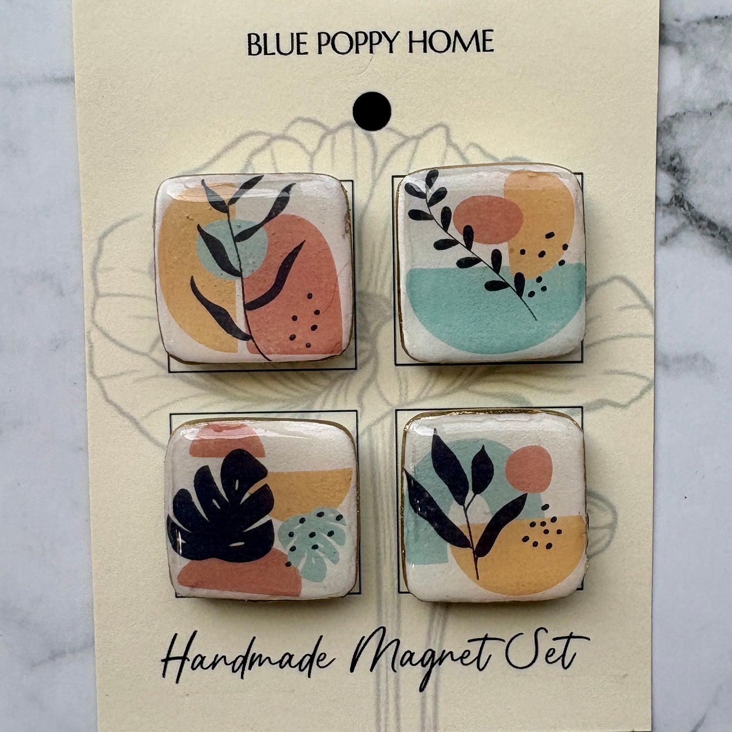 Handmade Magnet Set - Modern (Aqua)