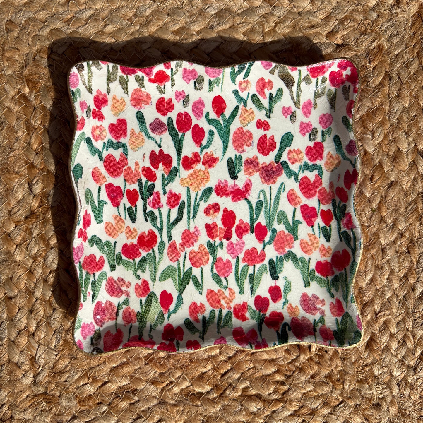 Scalloped Catch-All Tray (Field of Tulips)