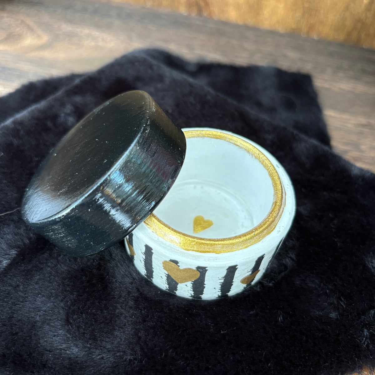 Ceramic Trinket Box - Black & White Stripe