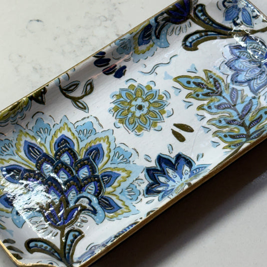Orleans Catch-all Tray (Blue Paisley)