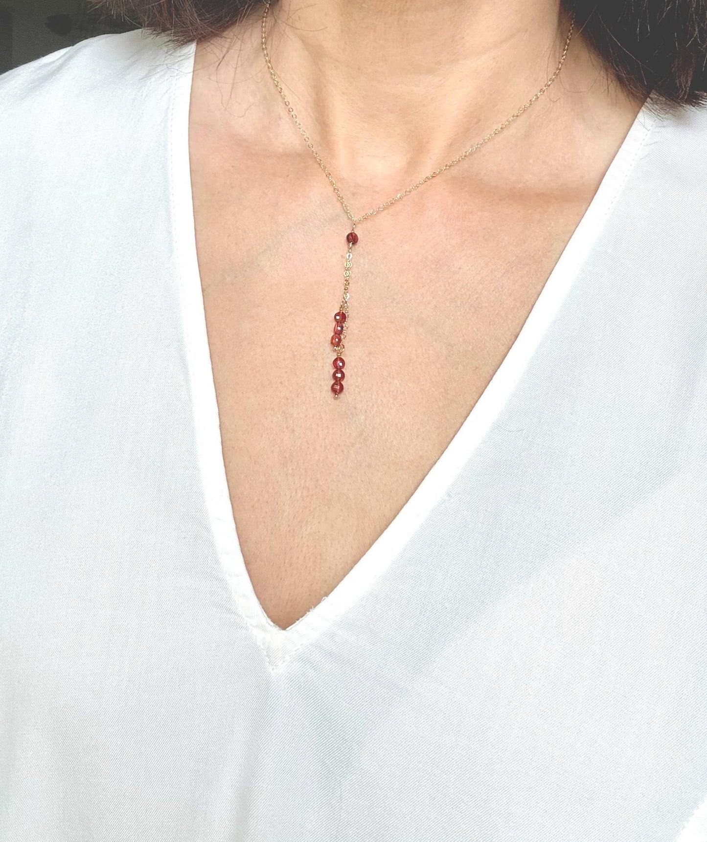 Garnet Swing Necklace | Red Garnet Necklace