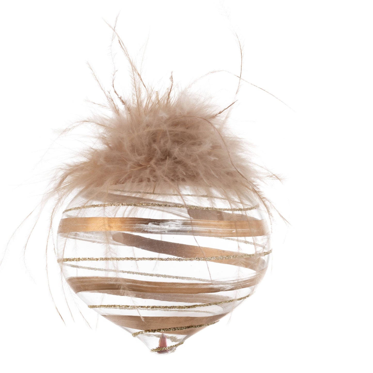 Feather Top Striped Glass Clear Ornament