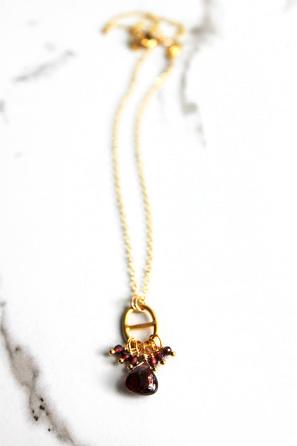 Garnet Tab Necklace | Red Garnet Necklace