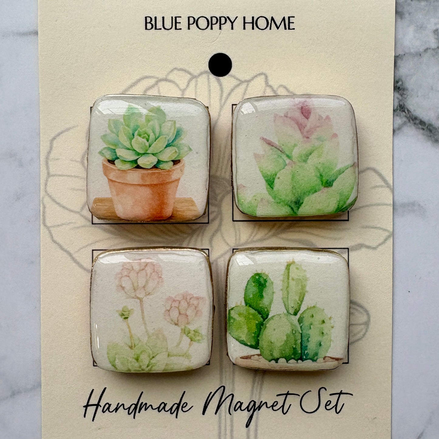 Handmade Magnet Set - Succulents