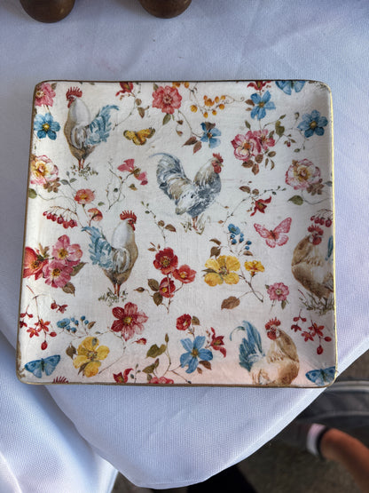 Square Catch-All Dish - Rooster