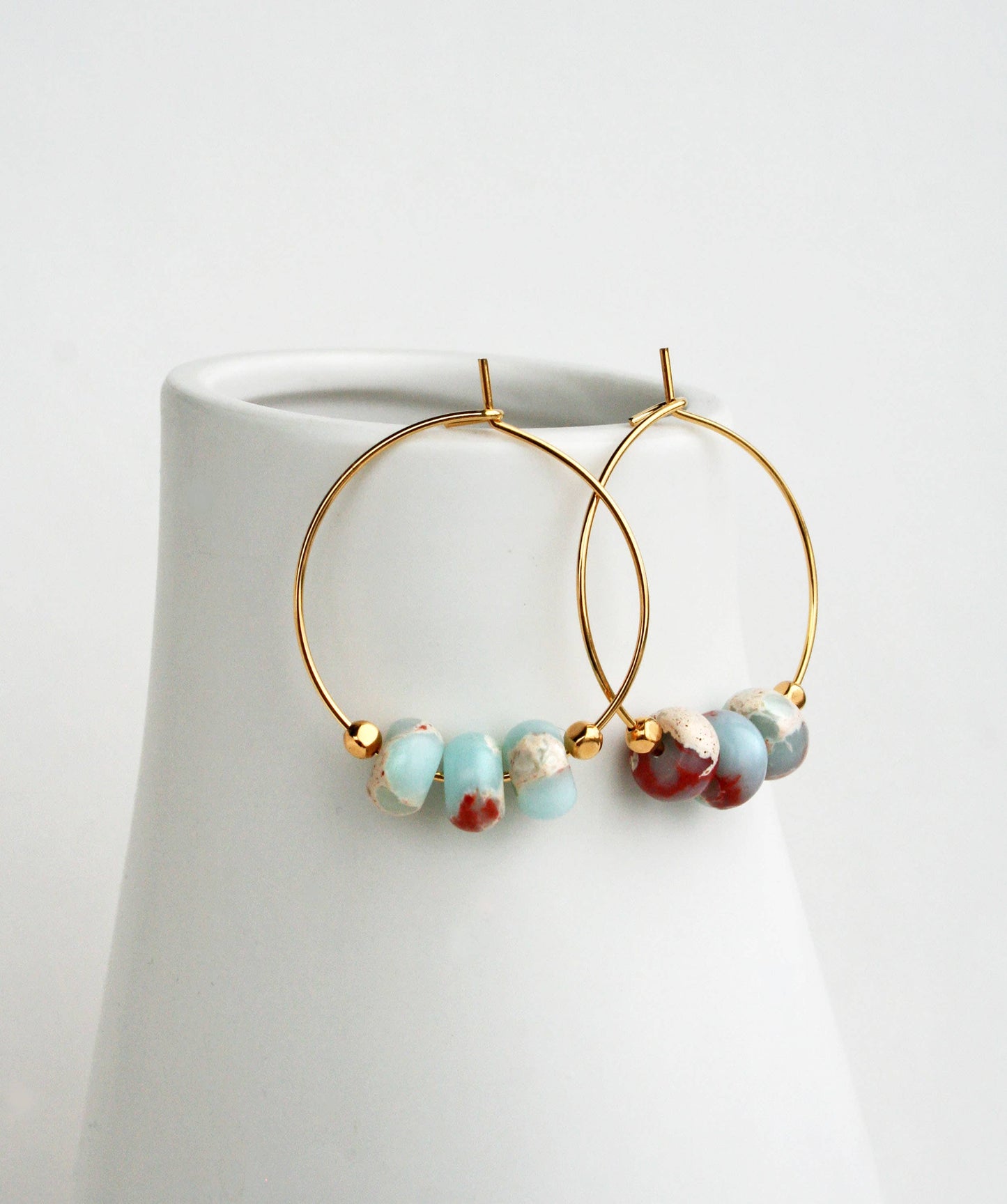 Aqua Terra Jasper Hoops | Beaded Hoops