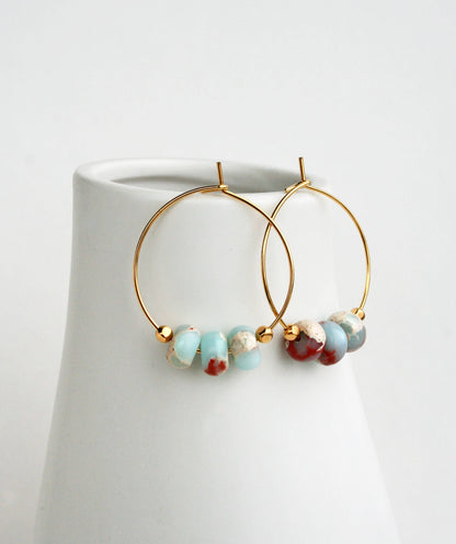 Aqua Terra Jasper Hoops | Beaded Hoops