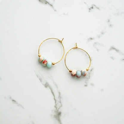 Aqua Terra Jasper Hoops | Beaded Hoops