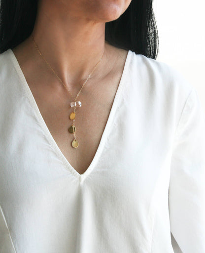 Crystal Petal Necklace | Lariat Y Necklace