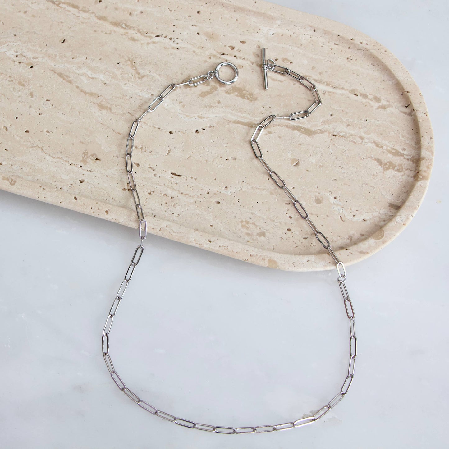 Paperclip Toggle Necklace - Silver