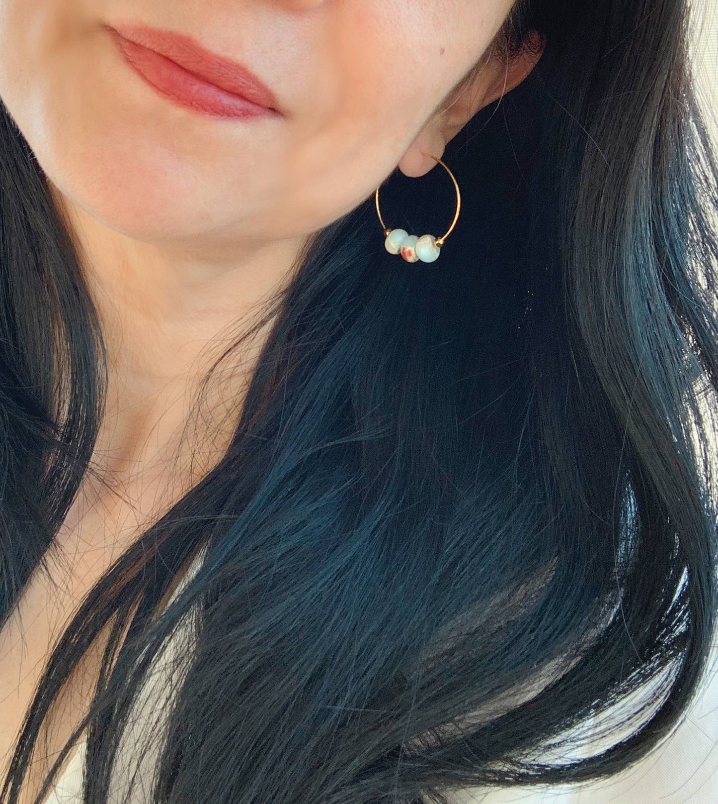 Aqua Terra Jasper Hoops | Beaded Hoops