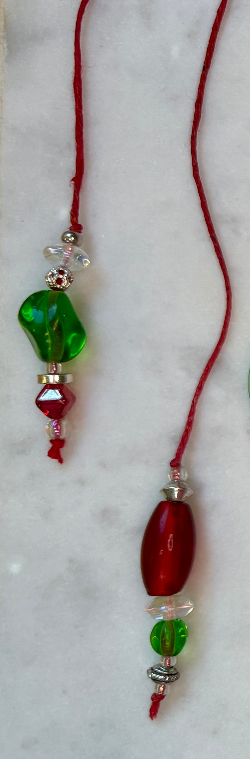 Beaded Bookmark (handmade) - Red & Green