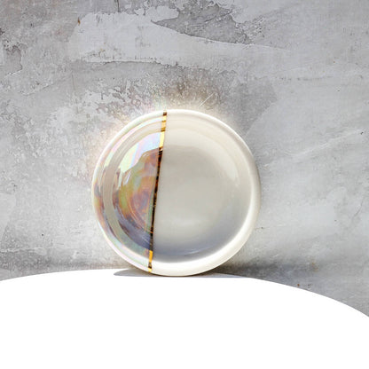 Dipped Iridescent Ring Dish | Handmade Pottery with Gold