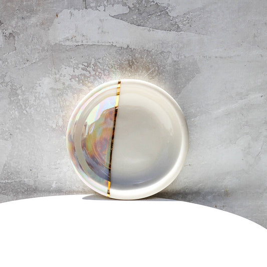 Dipped Iridescent Ring Dish | Handmade Pottery with Gold