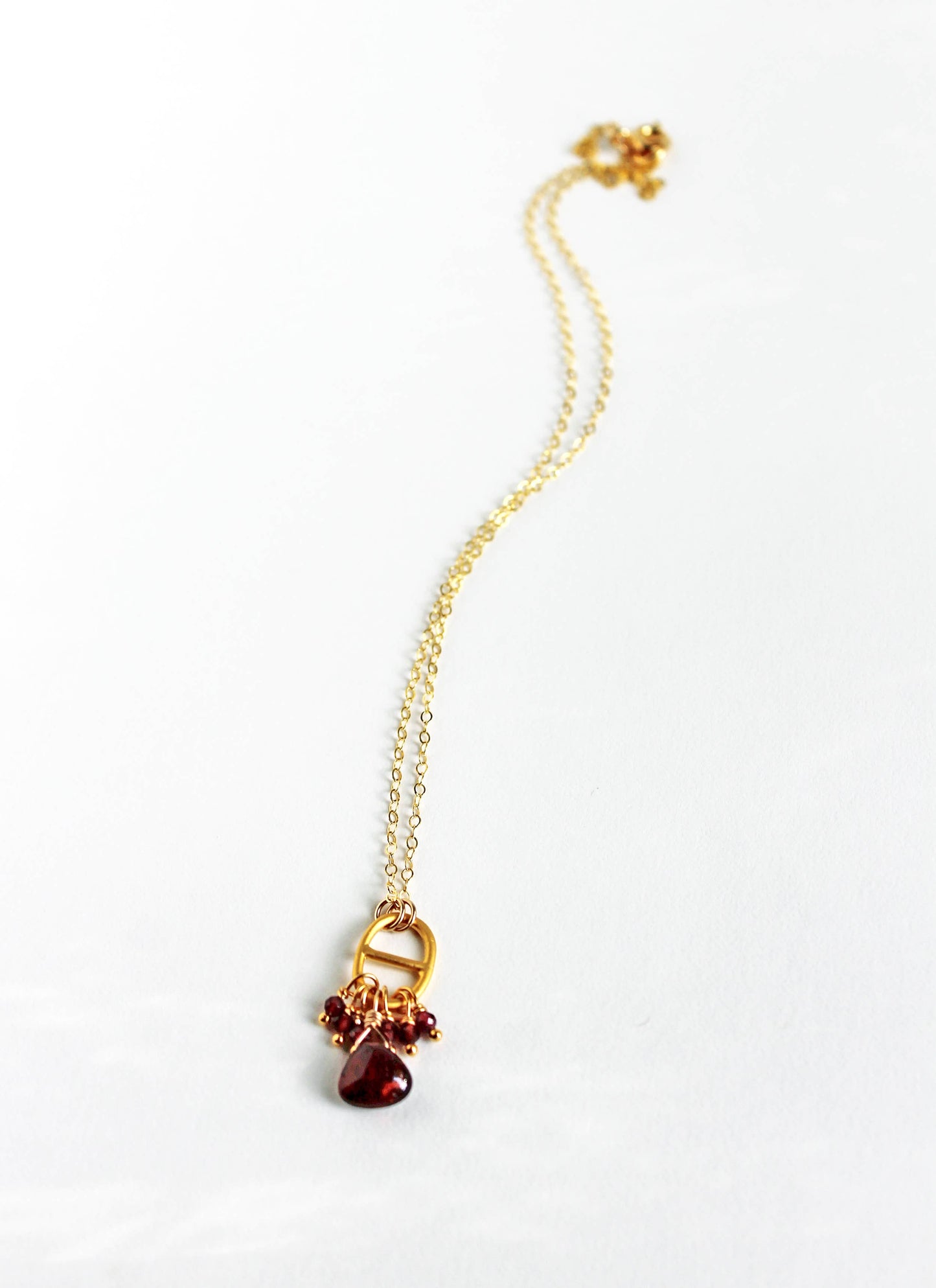 Garnet Tab Necklace | Red Garnet Necklace