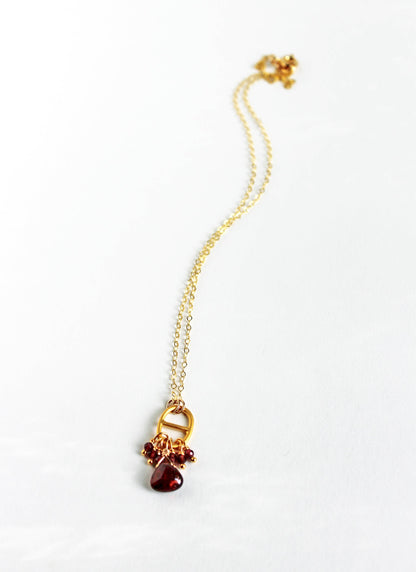 Garnet Tab Necklace | Red Garnet Necklace