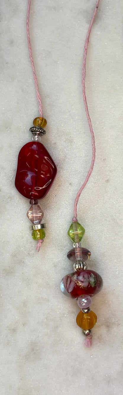 Beaded Bookmark (handmade) - Red & Gold