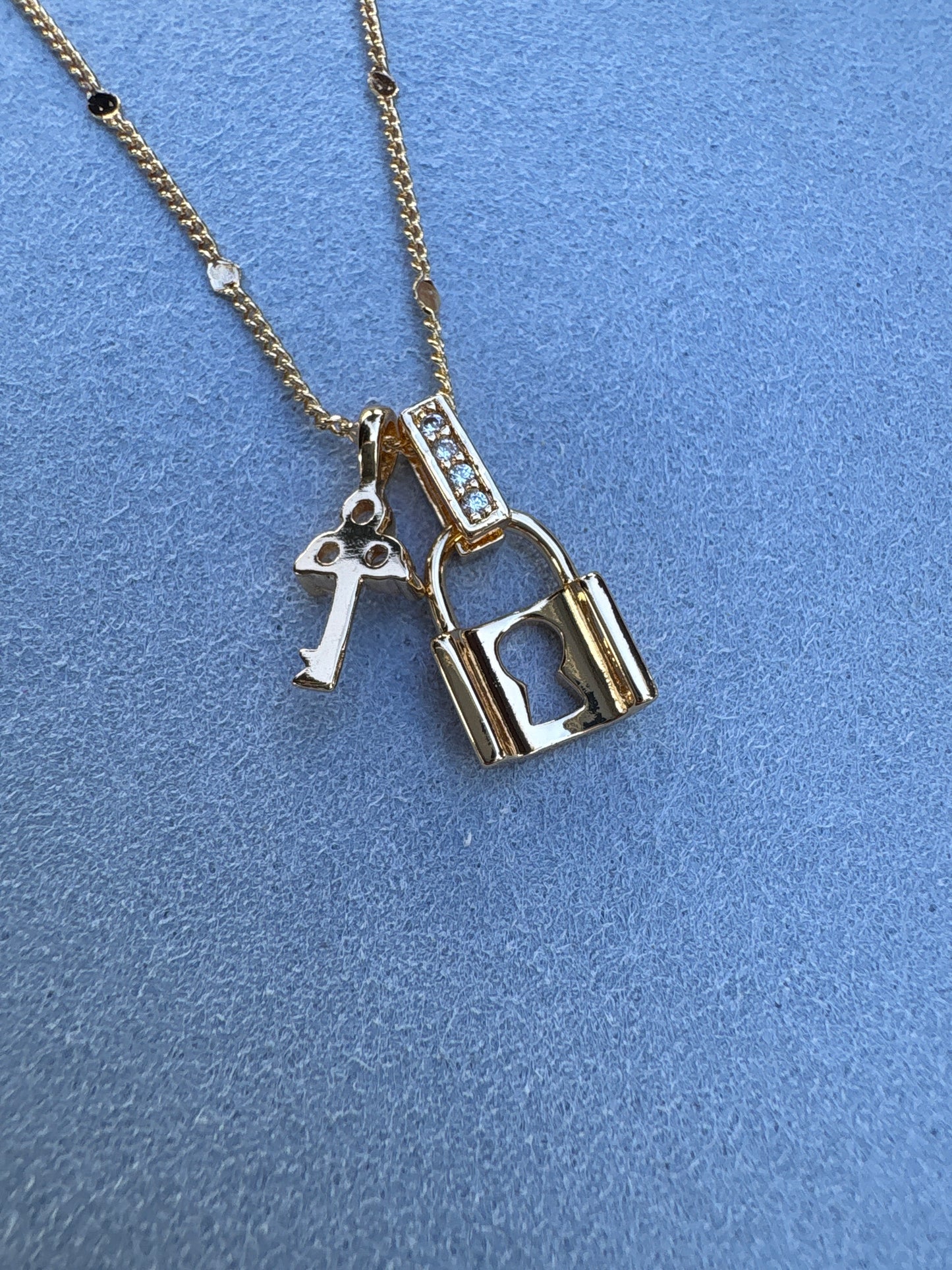 Lock & key gold necklace