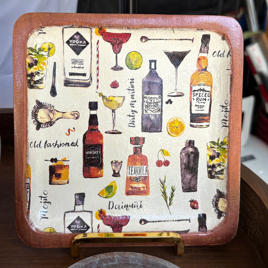 Square Wood Tray — Blue Poppy Home - Cocktails