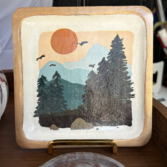 Square Wood Tray — Blue Poppy Home - PNW Mountains