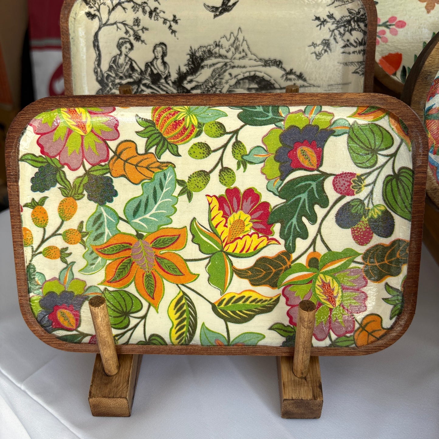 Rectangle Wood Tray — Blue Poppy Home - Jacobean Botanical