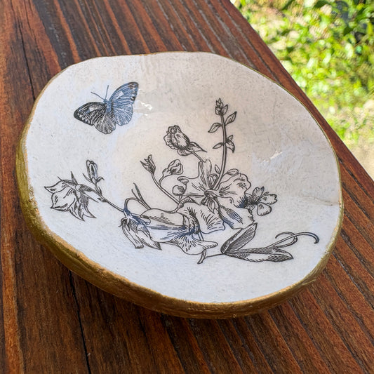 Organic Edge Ring Dish - Black Butterfly