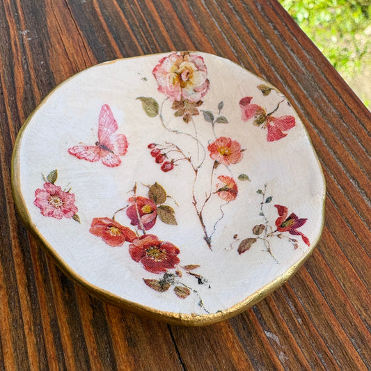 Organic Edge Ring Dish - Pink Butterfly