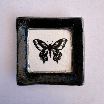 Square Ring Dish (Black Butterfly)