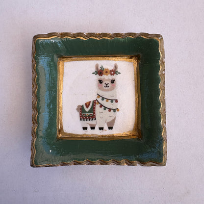 Square Ring Dish - Scalloped Edge (Green Llama)