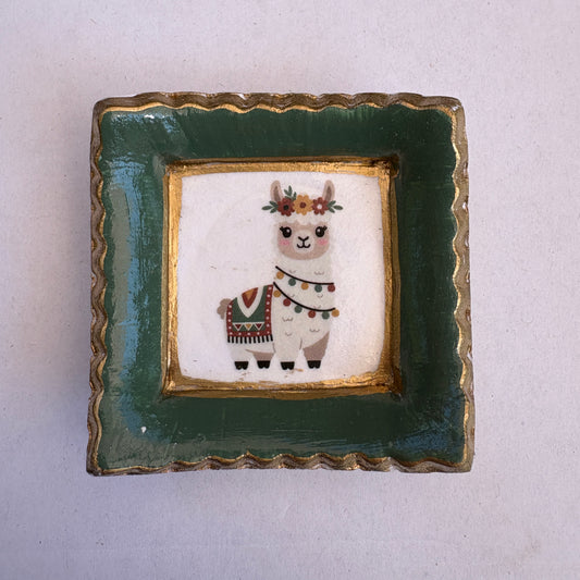 Square Ring Dish - Scalloped Edge (Green Llama)