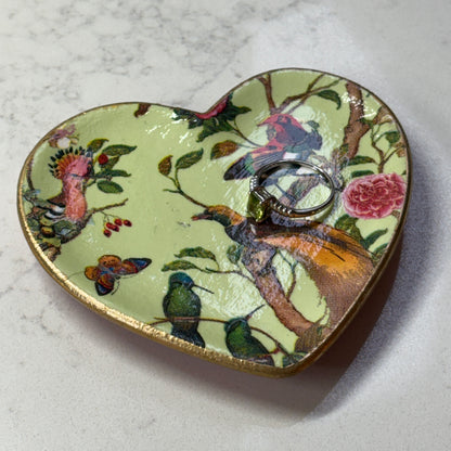 Petite Heart Trinket Tray (Birds)