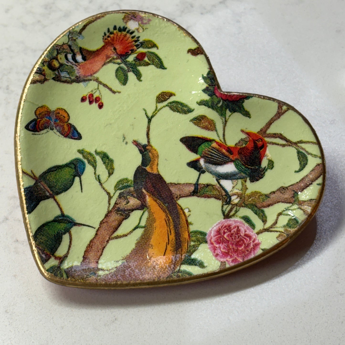Petite Heart Trinket Tray (Birds)