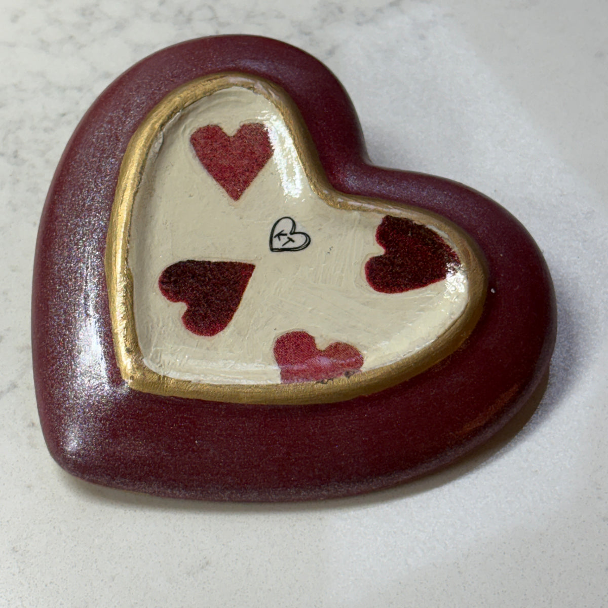 Petite Heart Trinket Tray (Dark Hearts)