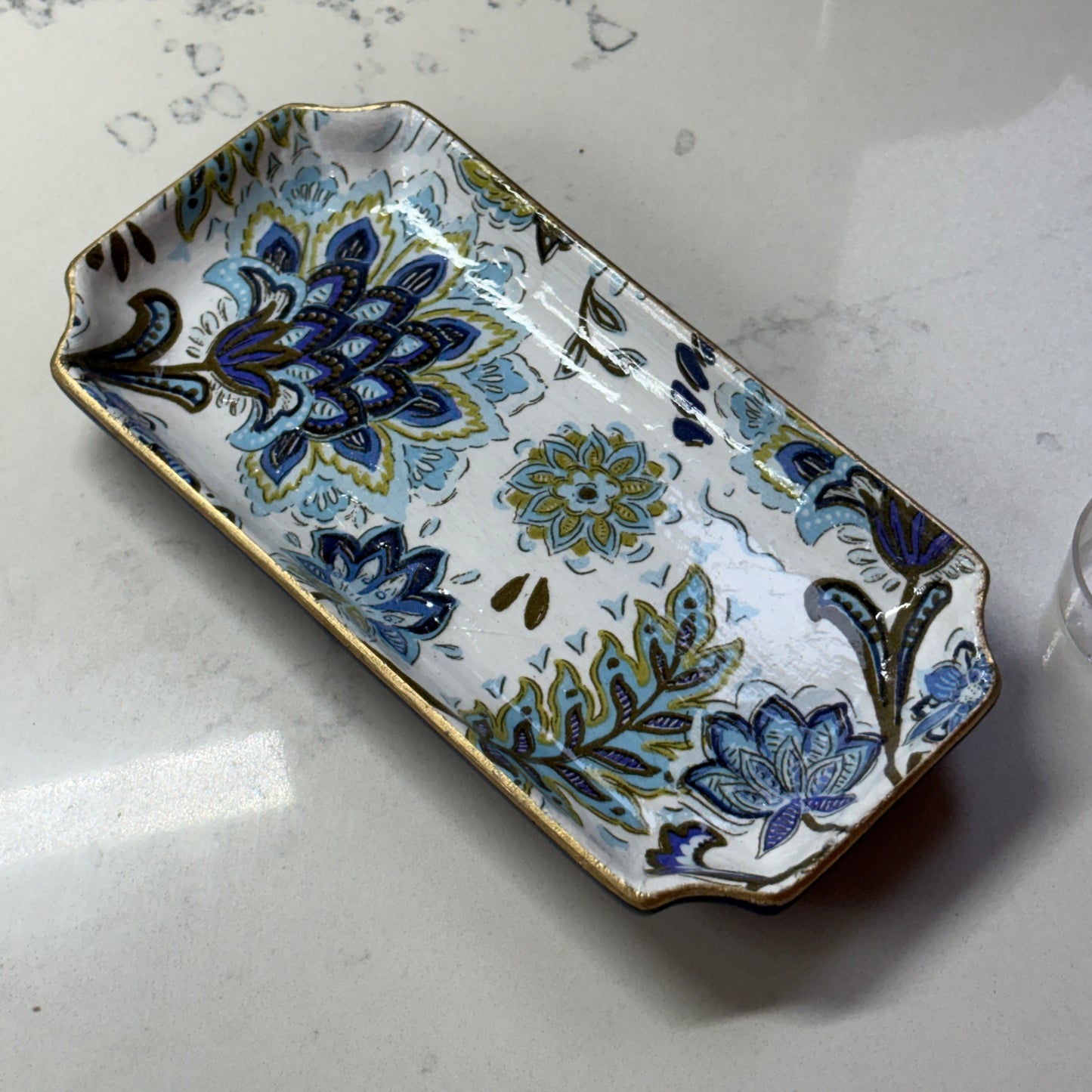 Orleans Catch-all Tray (Blue Paisley)