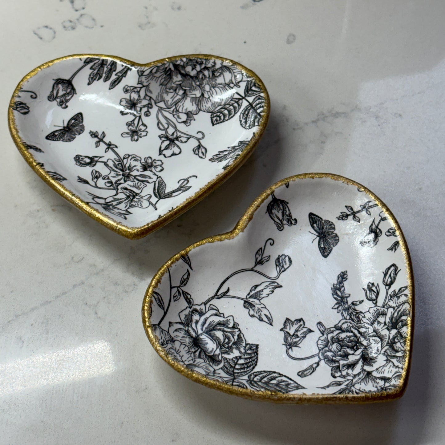 Heart Trinket Dish - Black Chinoiserie