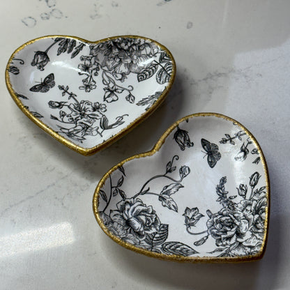 Heart Trinket Dish - Black Chinoiserie
