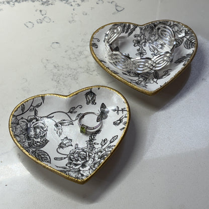 Heart Trinket Dish - Black Chinoiserie