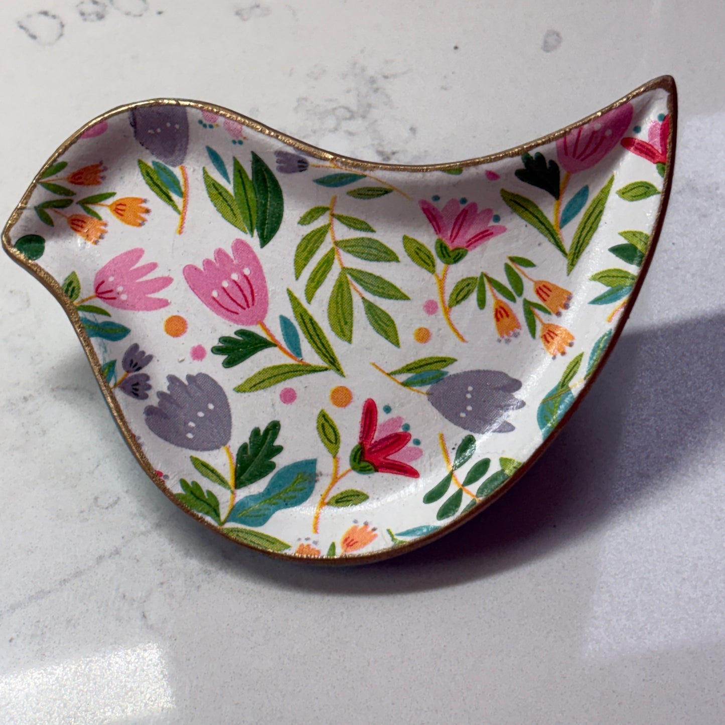 Little Bird Trinket Dish - Bright Floral