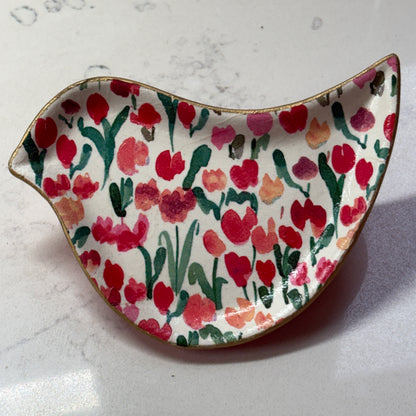 Little Bird Trinket Dish - Field of Tulips