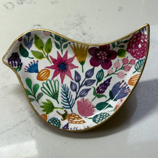 Little Bird Trinket Dish - Abstract Floral