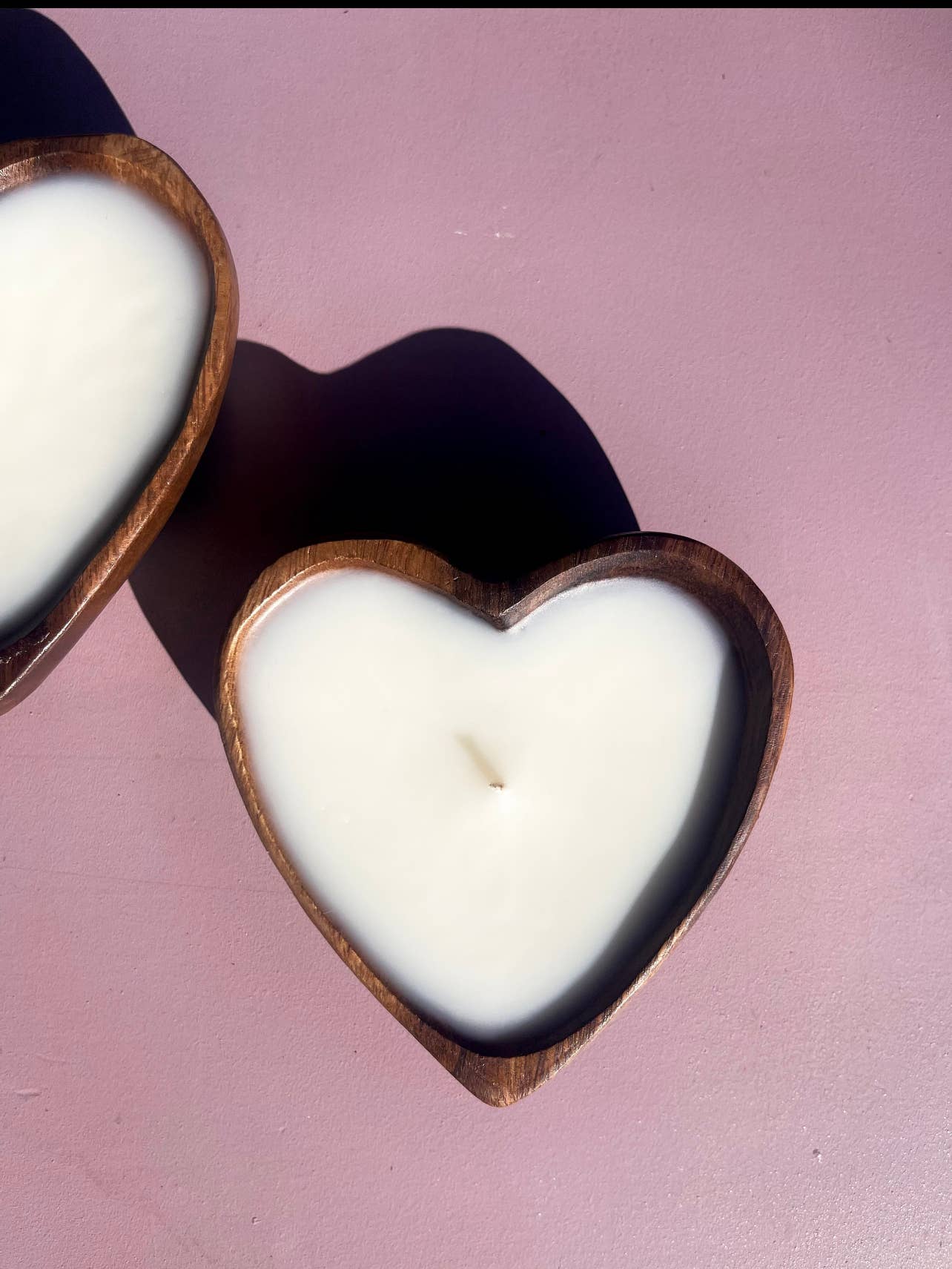Pine Scented Candle in Heart Shaped Wood Bowl