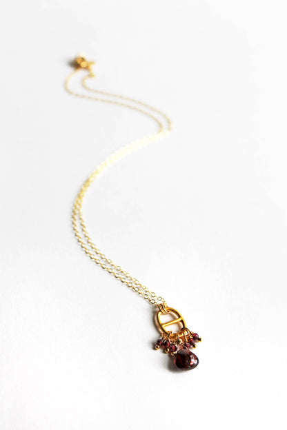 Garnet Tab Necklace | Red Garnet Necklace