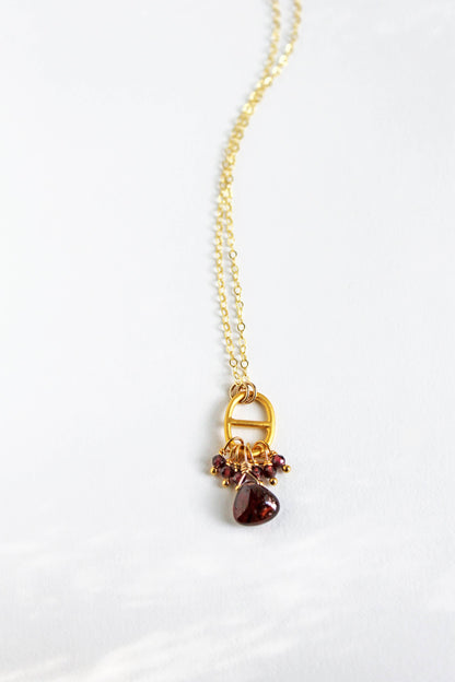 Garnet Tab Necklace | Red Garnet Necklace